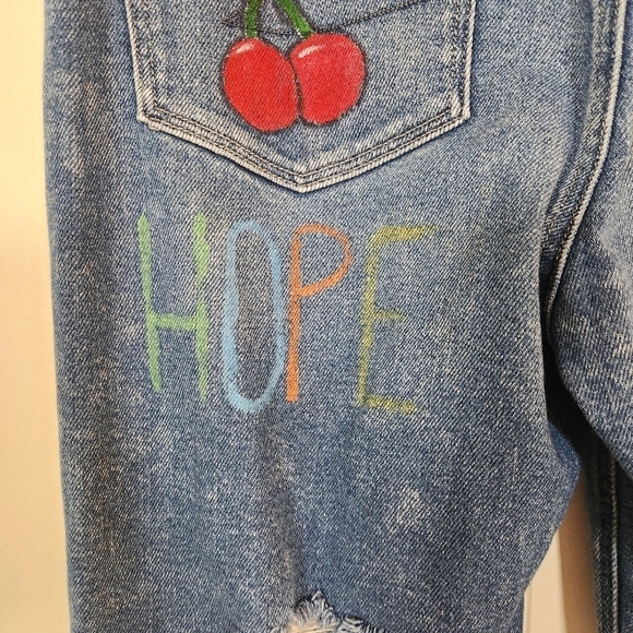 American Eagle Outfitters Colorful Fun Graffiti Distressed Mom Jeans Size 6 - Picture 4 of 16